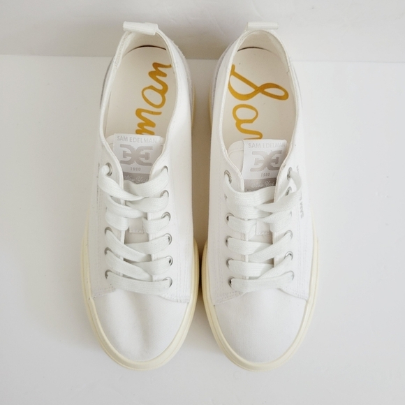 NEW Sam Edelman Sonia White Platform Canvas Sneakers Size 7.5 - Picture 4 of 7